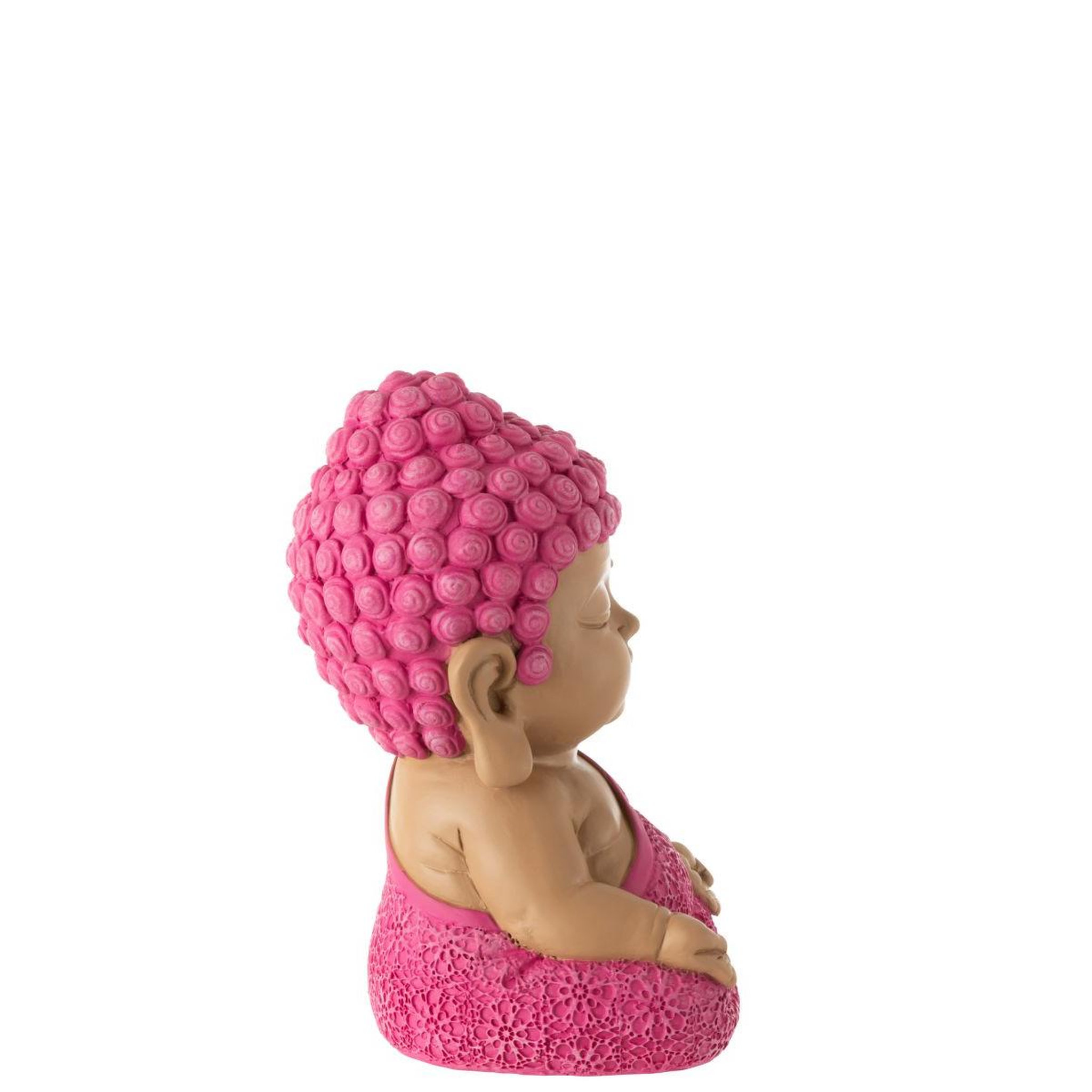 Voir la diapositive 2 : J-LINE Statuette moine zen  toby  19cm rose