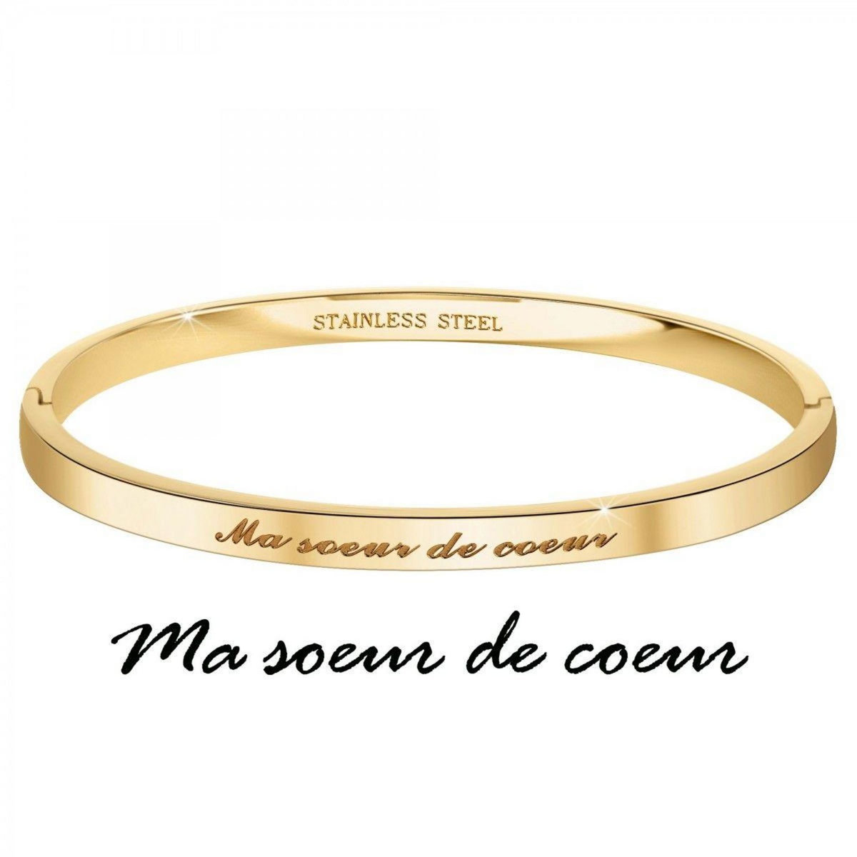 SC CRYSTAL Ma soeur de cœur - Bracelet SC Crystal en Acier Finement doré