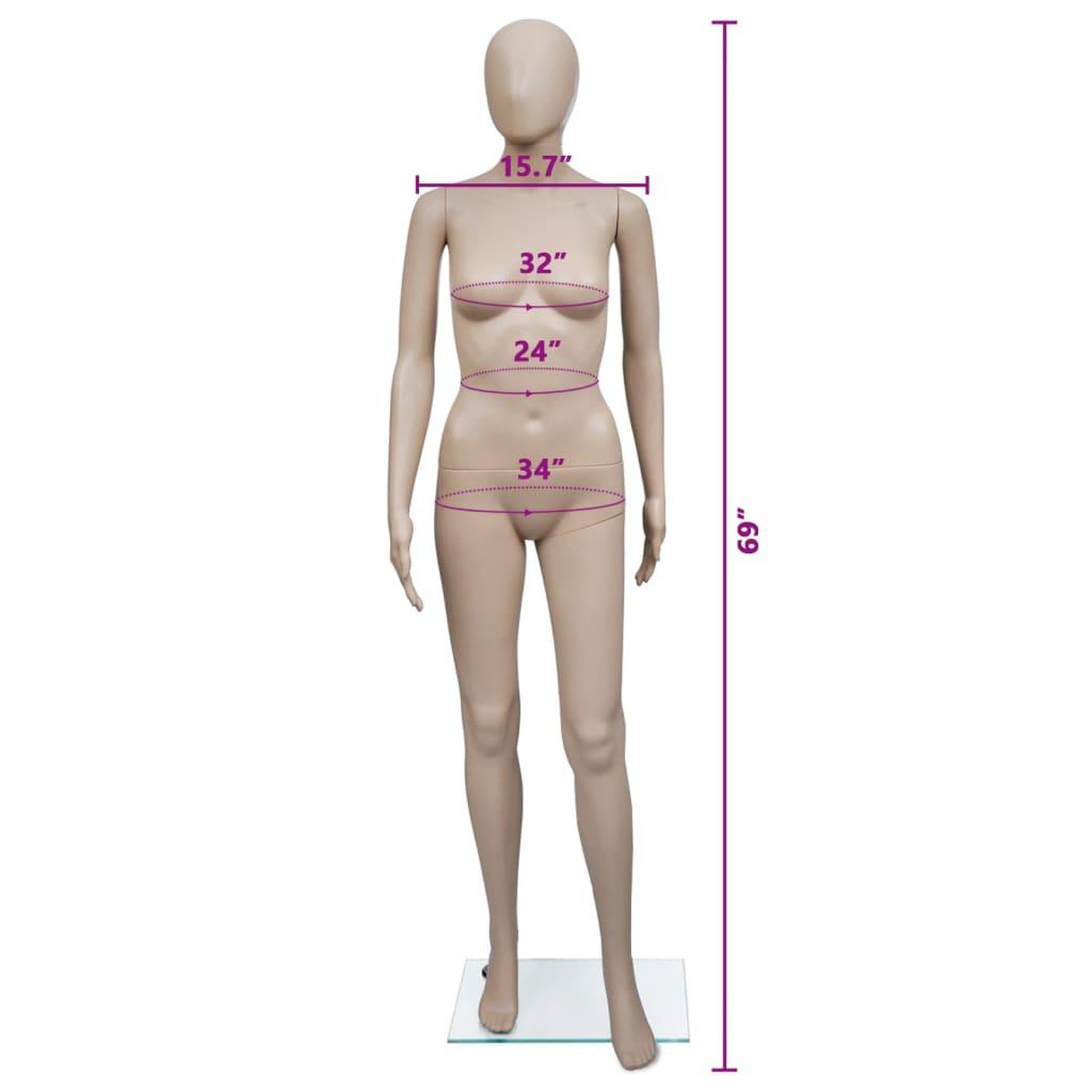 Voir la diapositive 6 : VIDAXL Mannequin de vitrine Femme Tete ronde