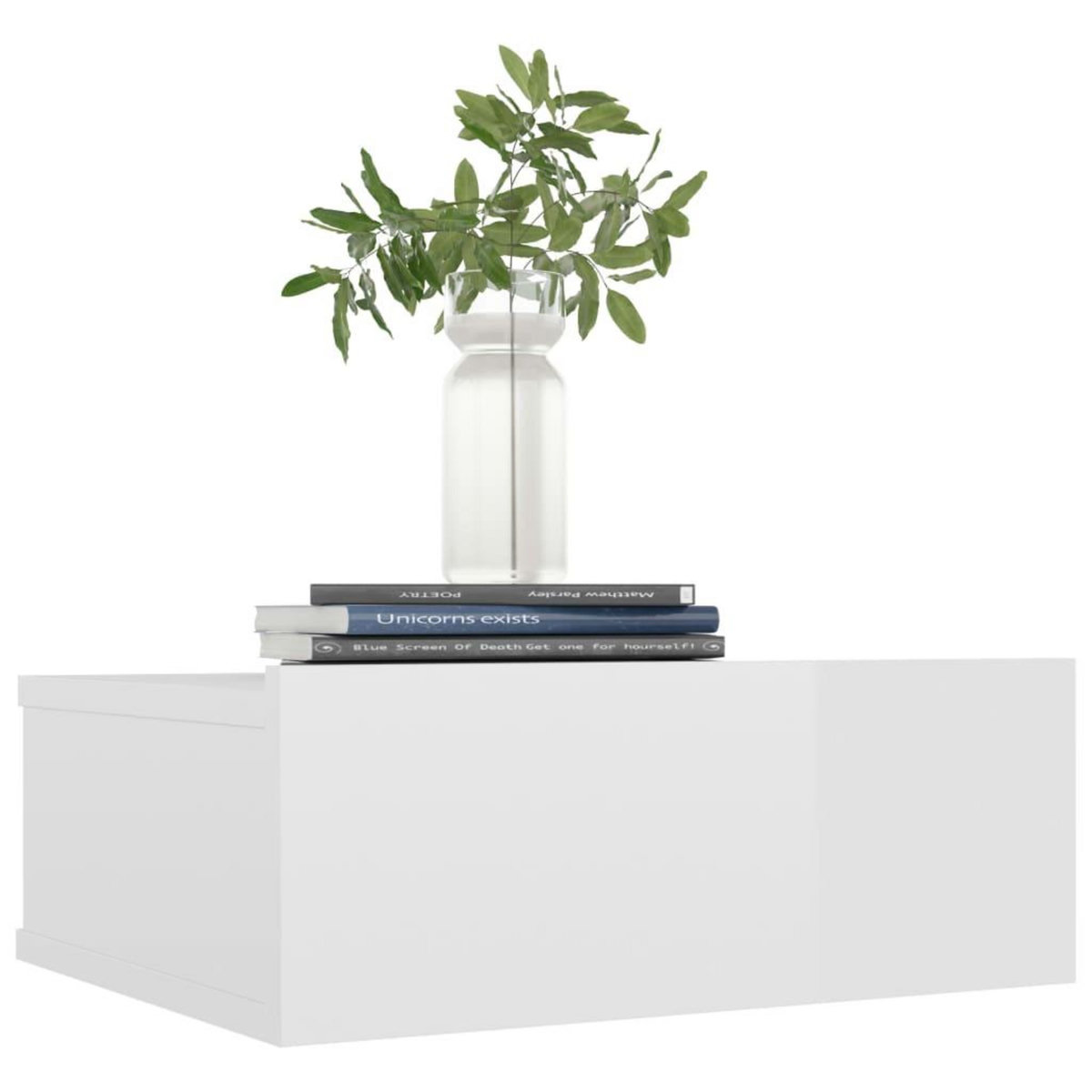VIDAXL Table de chevet flottante Blanc brillant Bois d'ingenierie