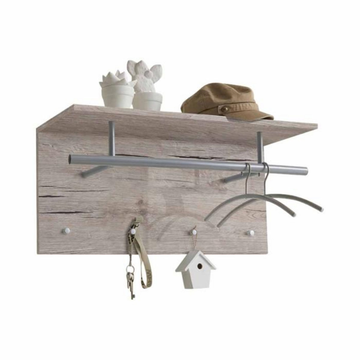 Paris Prix Patère Murale  4 Crochets  72cm Chêne Sable