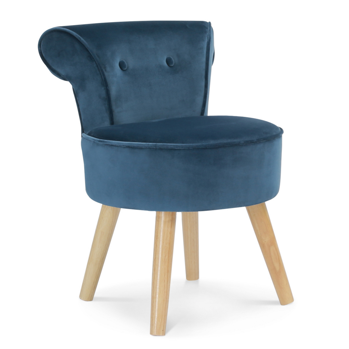 ID MARKET Fauteuil crapaud en velours bleu