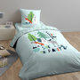 Voir la diapositive 1 : COTE DECO Housse de couette 140x200 Save the planet + taie 100% coton bio 57 fils