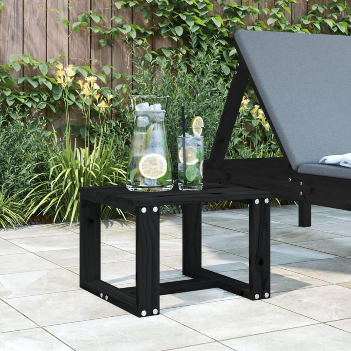 VIDAXL Table d'appoint de jardin noir 40x38x28,5 cm bois massif de pin