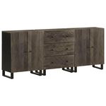 VIDAXL Buffets 3 pcs noir 60x33x75 cm bois massif de manguier