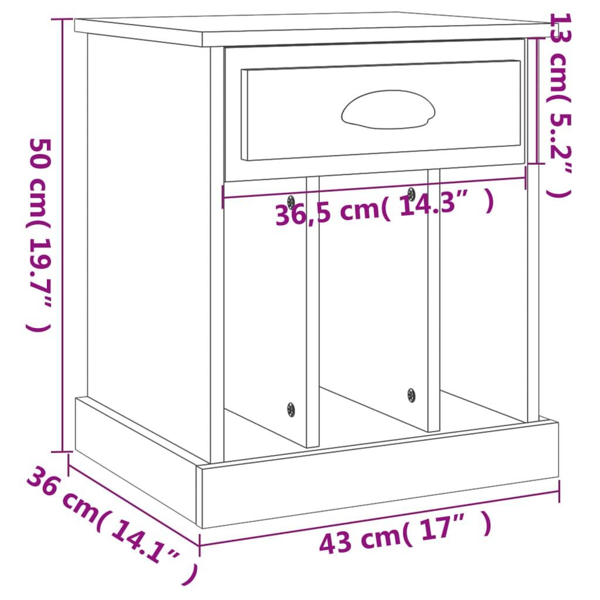 Voir la diapositive 6 : VIDAXL Table de chevet sonoma gris 43x36x50 cm