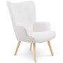 Voir la diapositive 1 : ID MARKET Fauteuil scandinave IVAR en tissu bouclette blanc