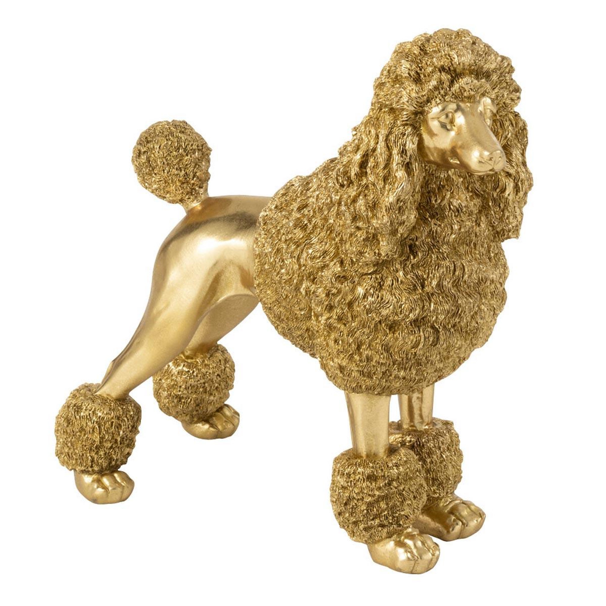 J-LINE Statuette caniche debout  trina  34cm doré