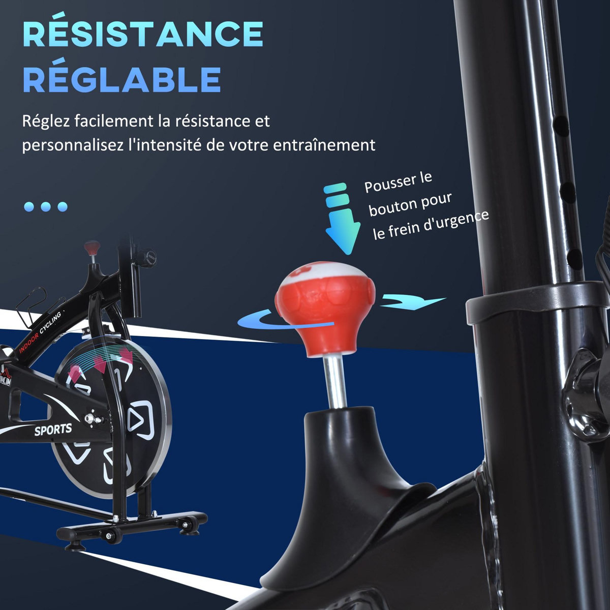 HOMCOM Vélo d'appartement cardio vélo biking écran multifonction selle et guidon réglable noir