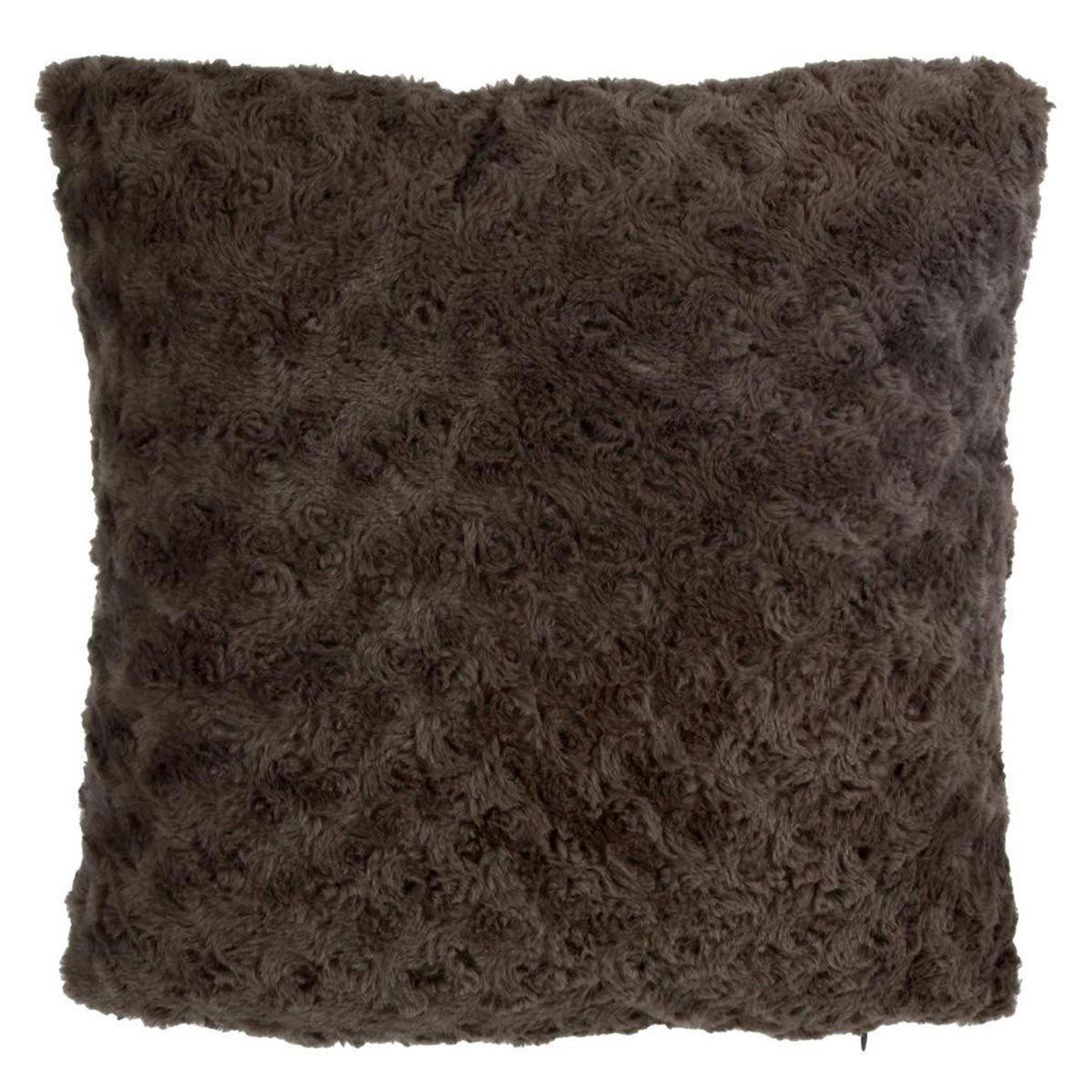Voir la diapositive 1 : ATMOSPHERA Coussin imitation fourrure  bouclée  45x45cm taupe