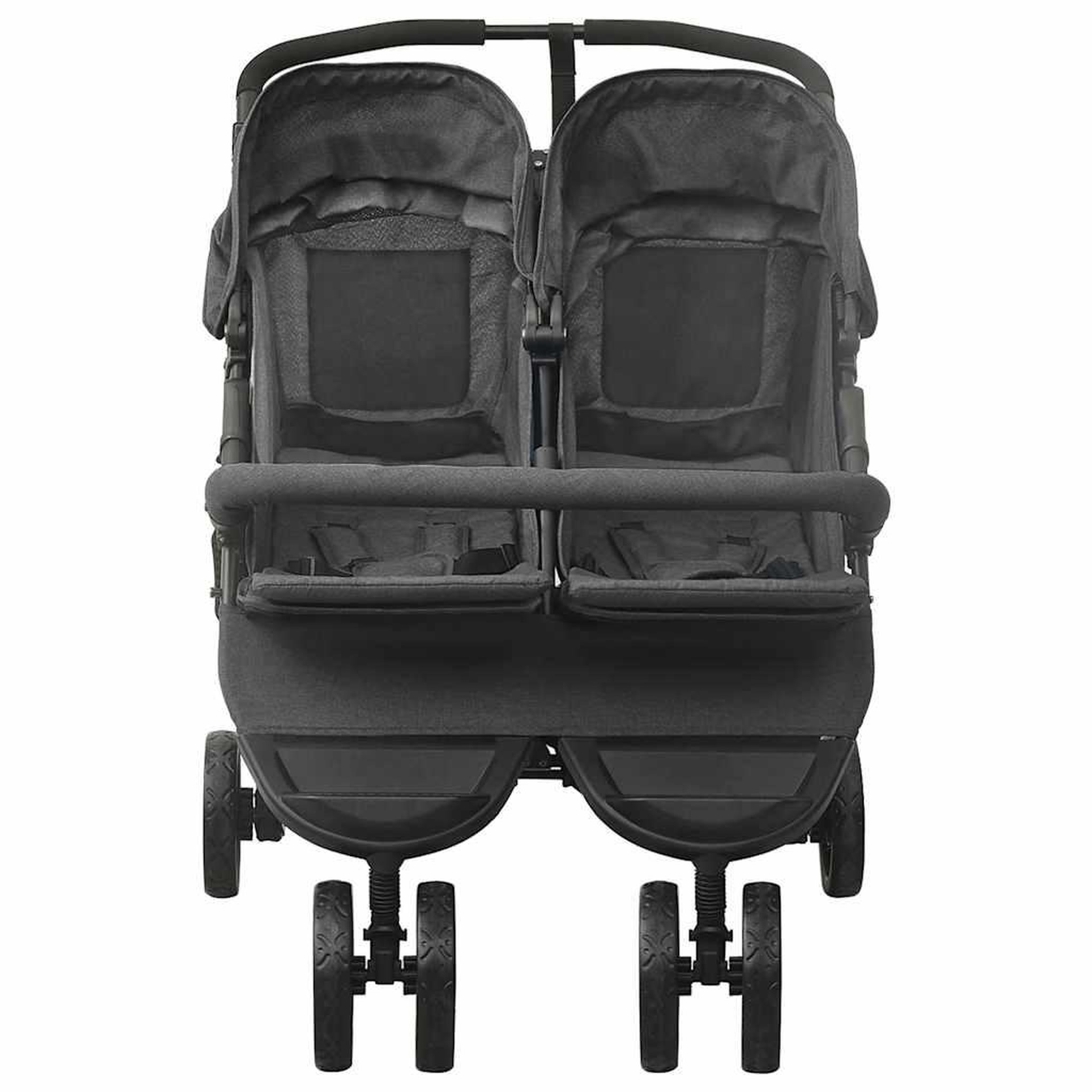 Voir la diapositive 2 : VIDAXL Poussette a deux places Anthracite Acier