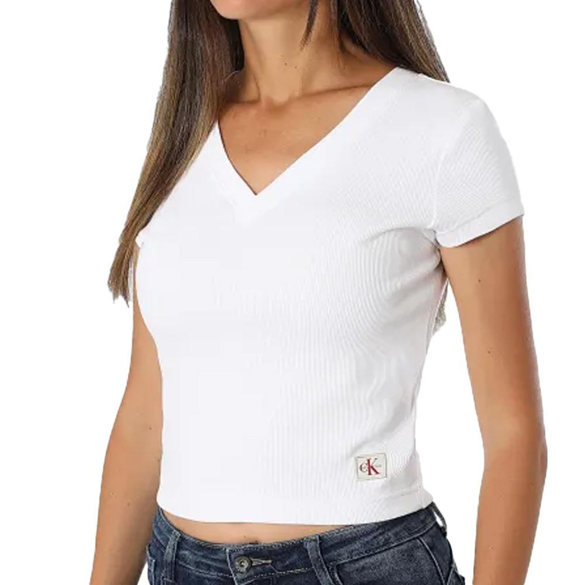 CALVIN KLEIN JEANS T-Shirt Blanc Femme Calvin Klein Jeans Label Ri-cloud. Coloris disponibles : Blanc