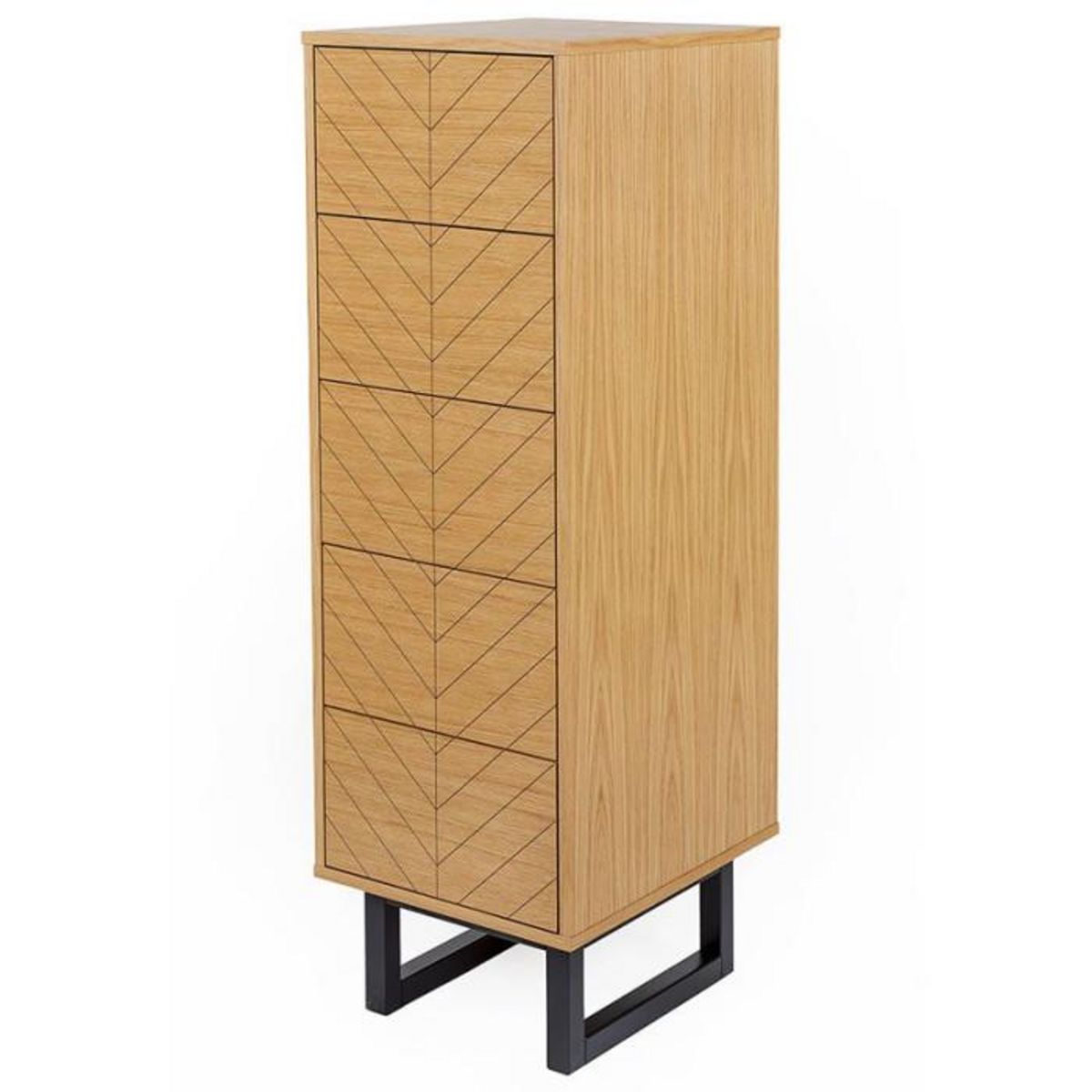 Paris Prix Chiffonnier 5 Tiroirs Chevrons  Camden  123cm Naturel