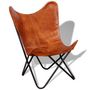 Voir la diapositive 2 : VIDAXL Chaise papillon Marron Cuir veritable