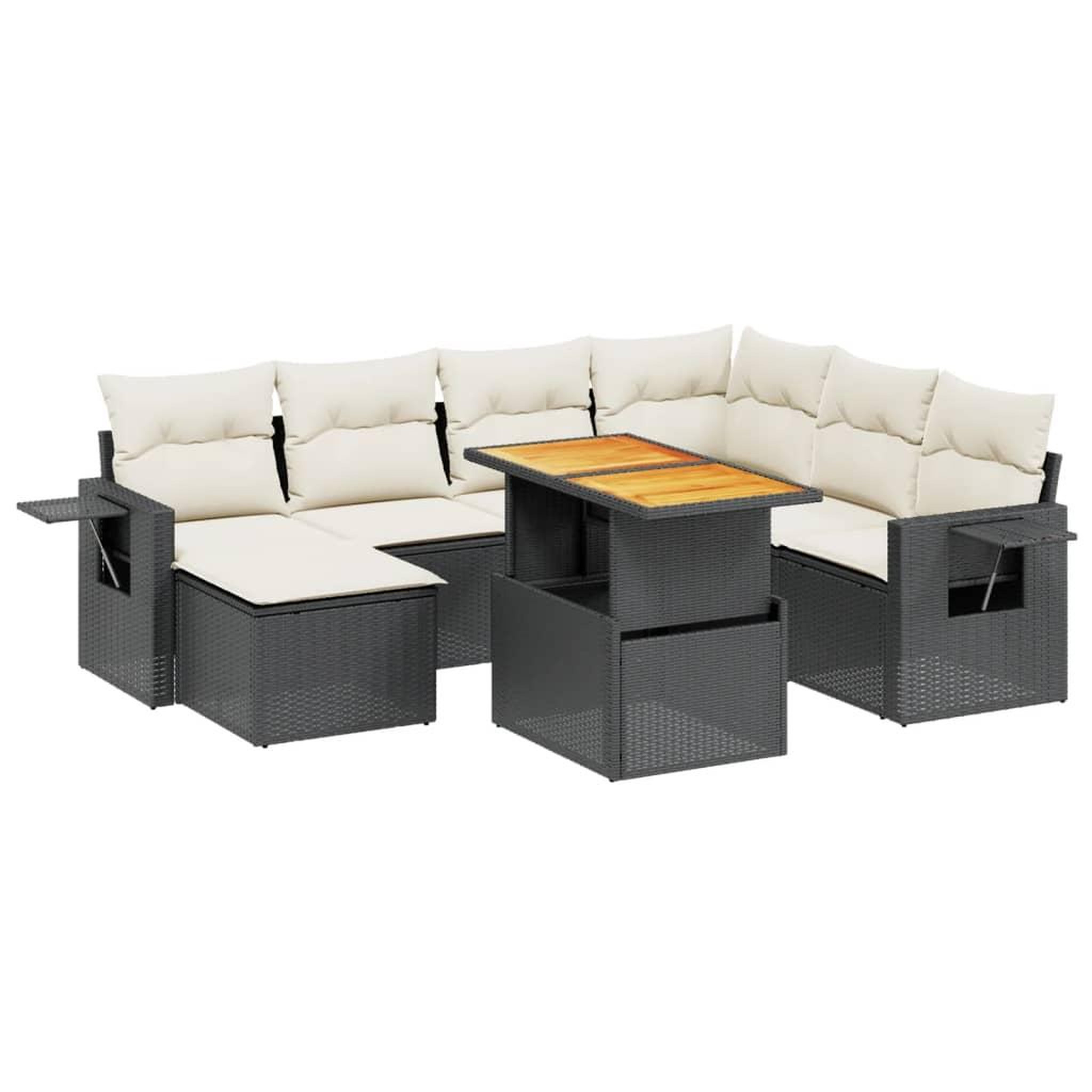 Voir la diapositive 2 : VIDAXL Salon de jardin 8 pcs avec coussins noir resine tressee