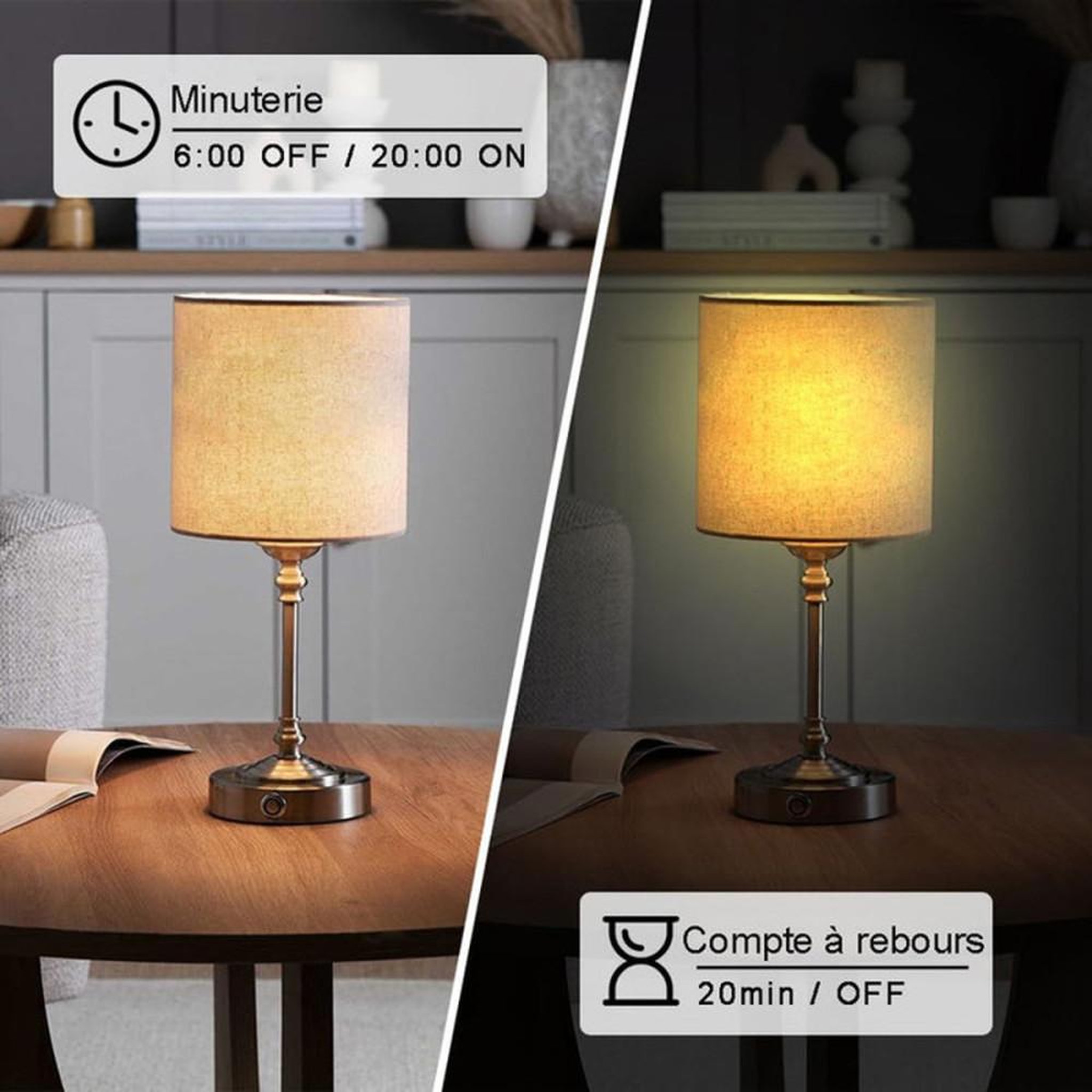 Voir la diapositive 2 : Interrupteur mural Wi‑Fi encastrable 1 voie tactile avec verre trempé blanc, panneau tactile capacitif, compatible Alexa et Google, Tuya/Smart Life