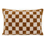 Voir la diapositive 1 : ATMOSPHERA Coussin Tufté Damier  Itha  38x58cm Ocre