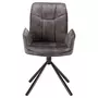 IDIMEX Lot de 2 chaises pivotantes MARIBOR en tissu coloris anthracite, chaise de bureau avec accoudoirs et pieds en métal noir