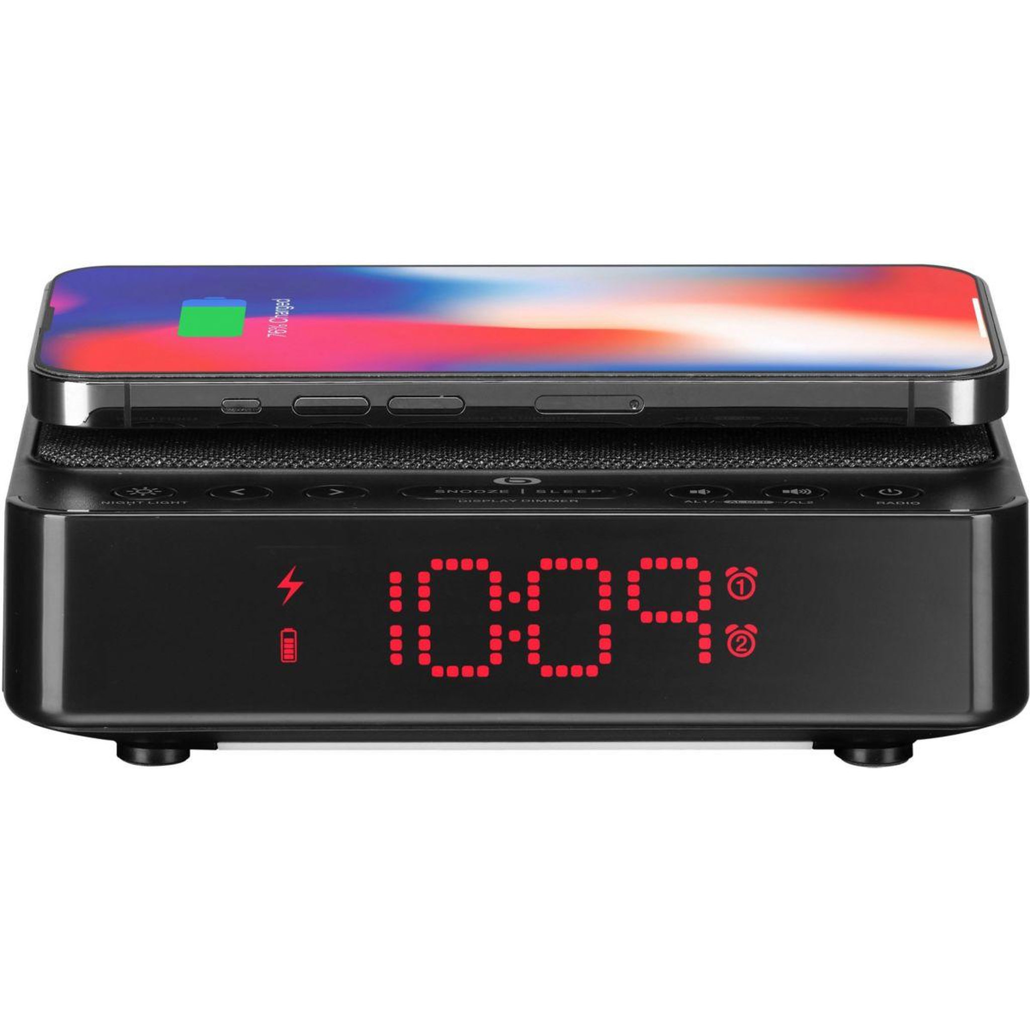 Voir la diapositive 3 : ESSENTIEL B Radio réveil RRVI-100 Charge Induction