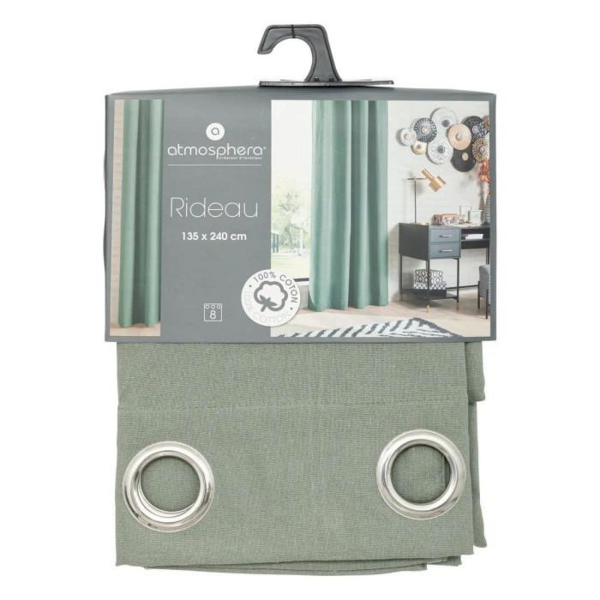 ATMOSPHERA Rideau à Oeillets  Everly  135x240cm Vert Céladon