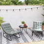 Voir la diapositive 5 : OUTSUNNY Lot de 2 fauteuils à bascule de jardin avec matelas style Chesterfield acier noir tissu gris