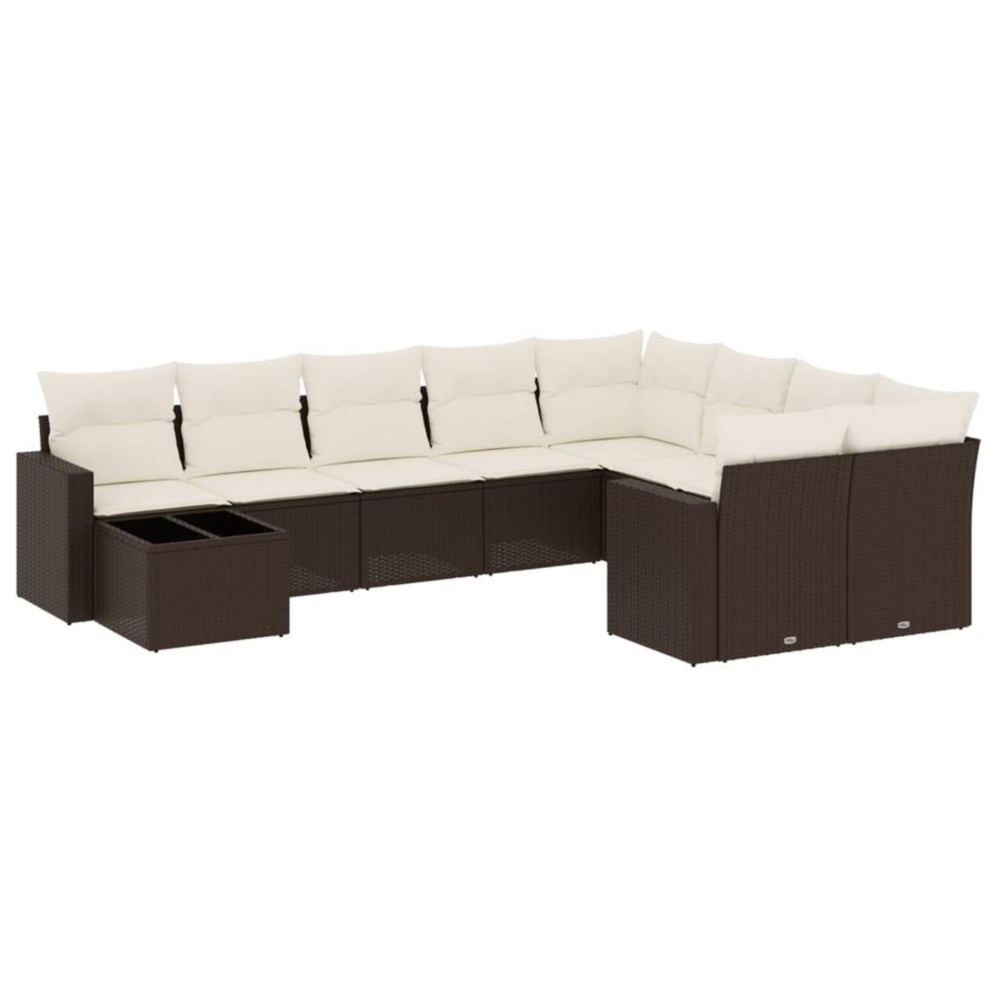 Voir la diapositive 2 : VIDAXL Salon de jardin 10 pcs avec coussins marron resine tressee