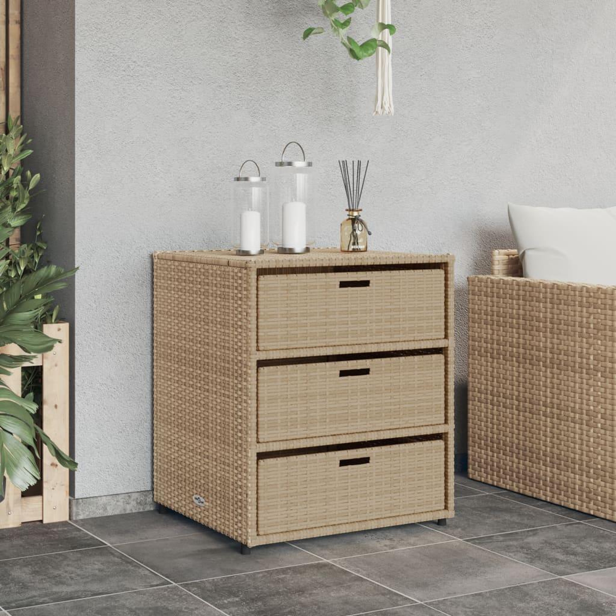 Voir la diapositive 3 : VIDAXL Armoire de rangement de jardin beige 55x59x69 cm resine tressee