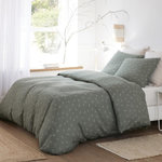 ATELIER DU COTON Housse de couette 240x220cm + 2 taies d'oreiller imprimées 100% gaze de coton