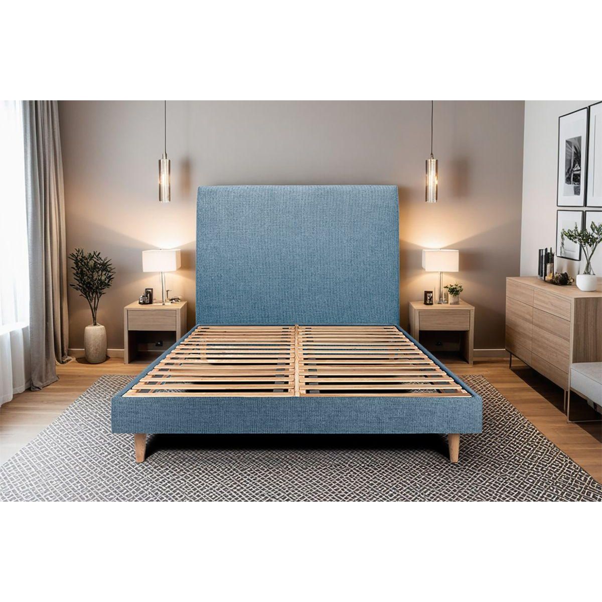 Sommeil de Plomb Lit avec tête de lit tapissier tissu et sommier kit - Hauteur totale : 29cm