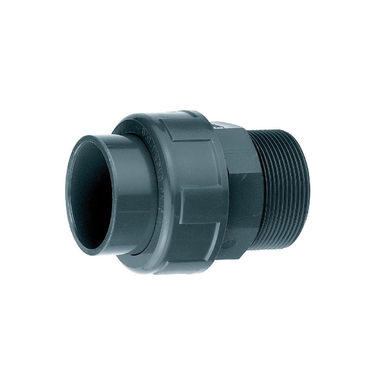 JARDIDECO Manchon union 3 pièces PVC pression femelle/fileté 50 x 2  - Fitt