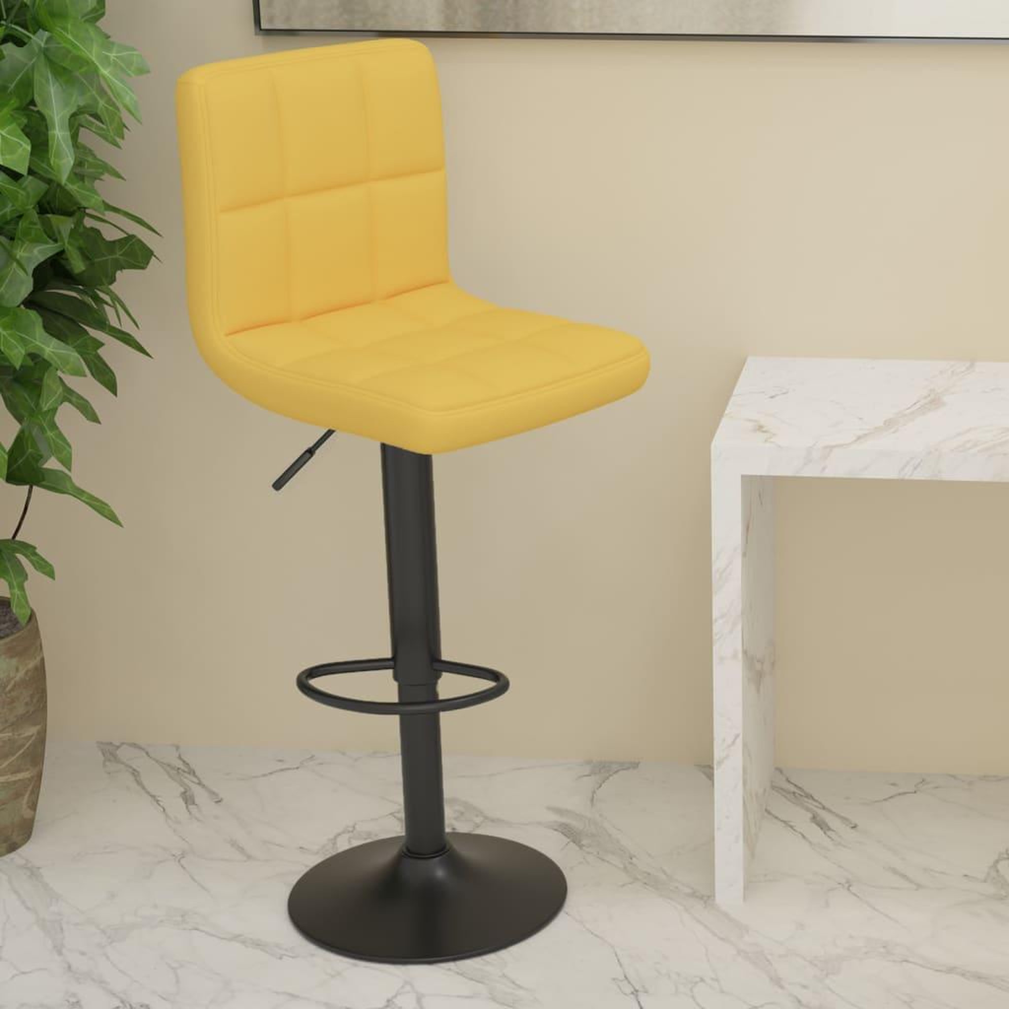VIDAXL Tabouret de bar Jaune moutarde Tissu