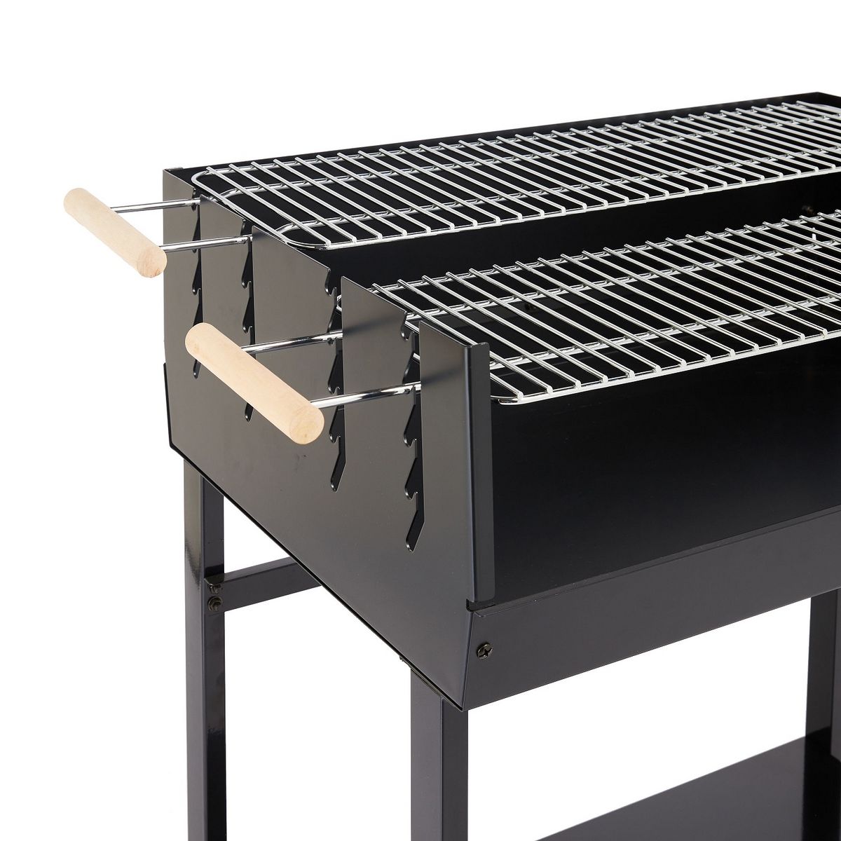 GARDENSTAR Barbecue charbon de bois rectangulaire en acier 100x60cm TROLLEY