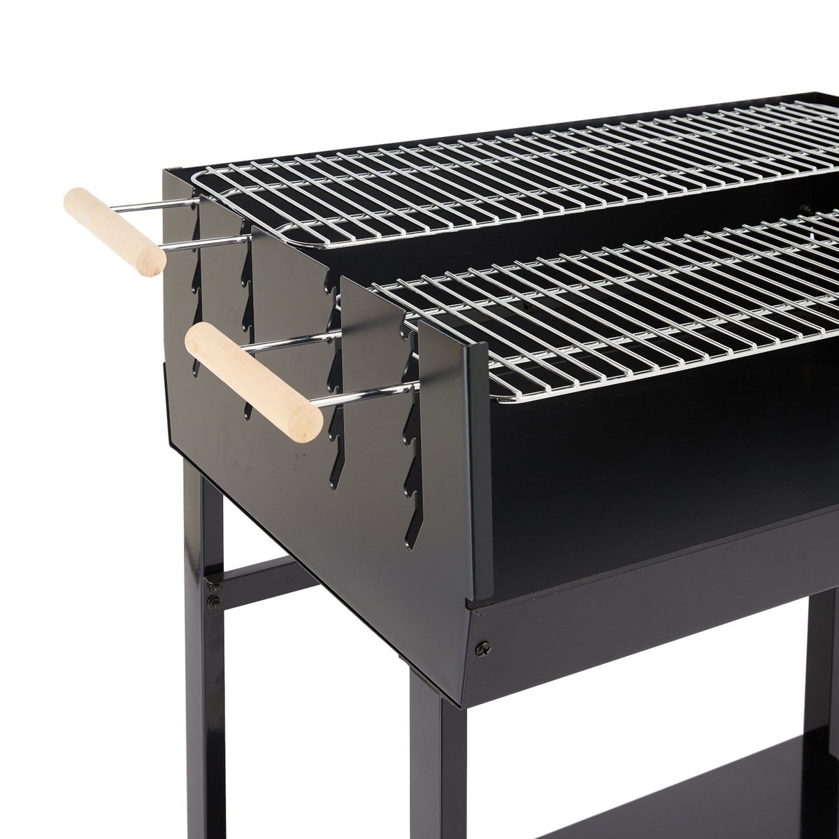 GARDENSTAR Barbecue charbon de bois rectangulaire en acier 100x60cm TROLLEY