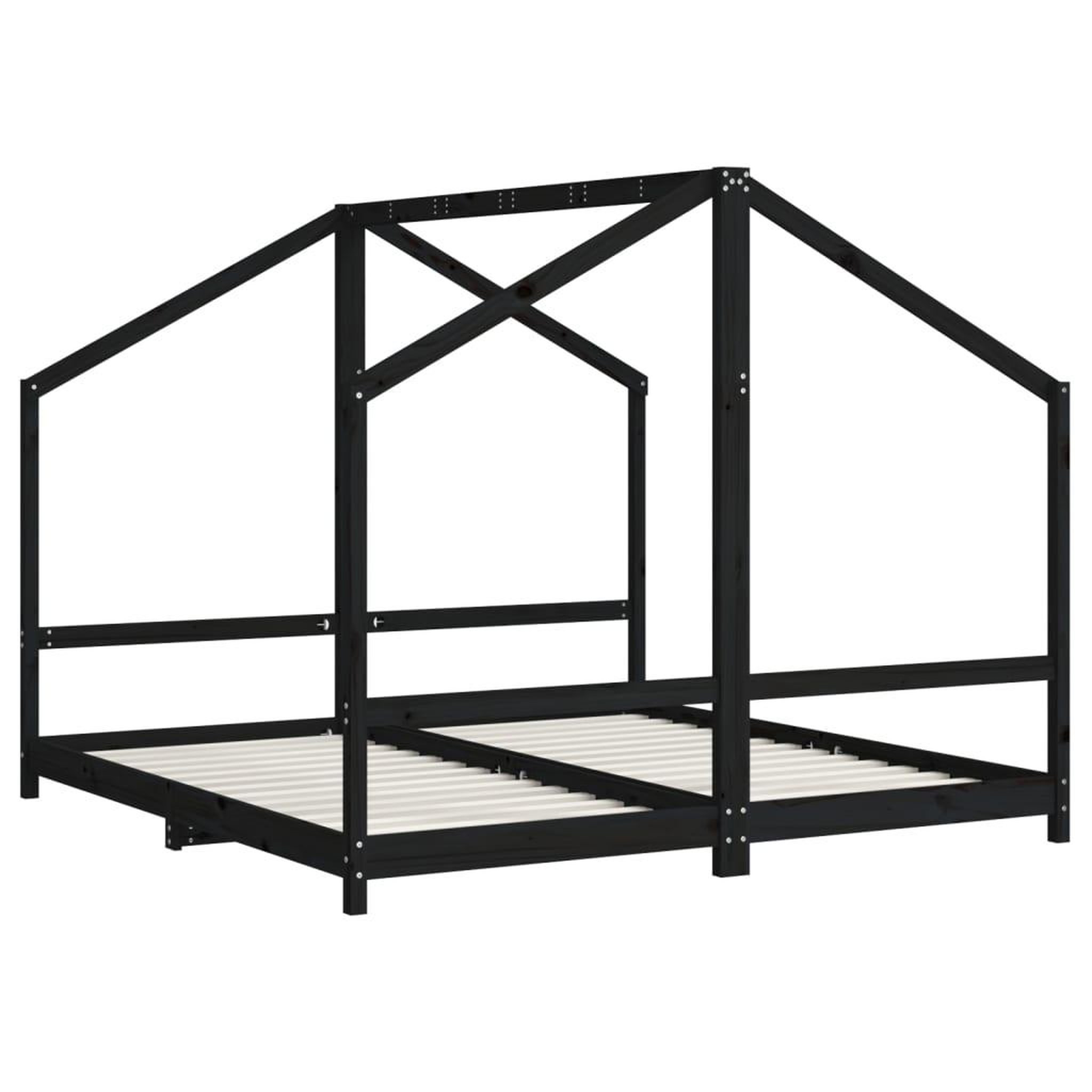 Voir la diapositive 3 : VIDAXL Cadre de lit pour enfants noir 2x(90x190) cm bois de pin massif