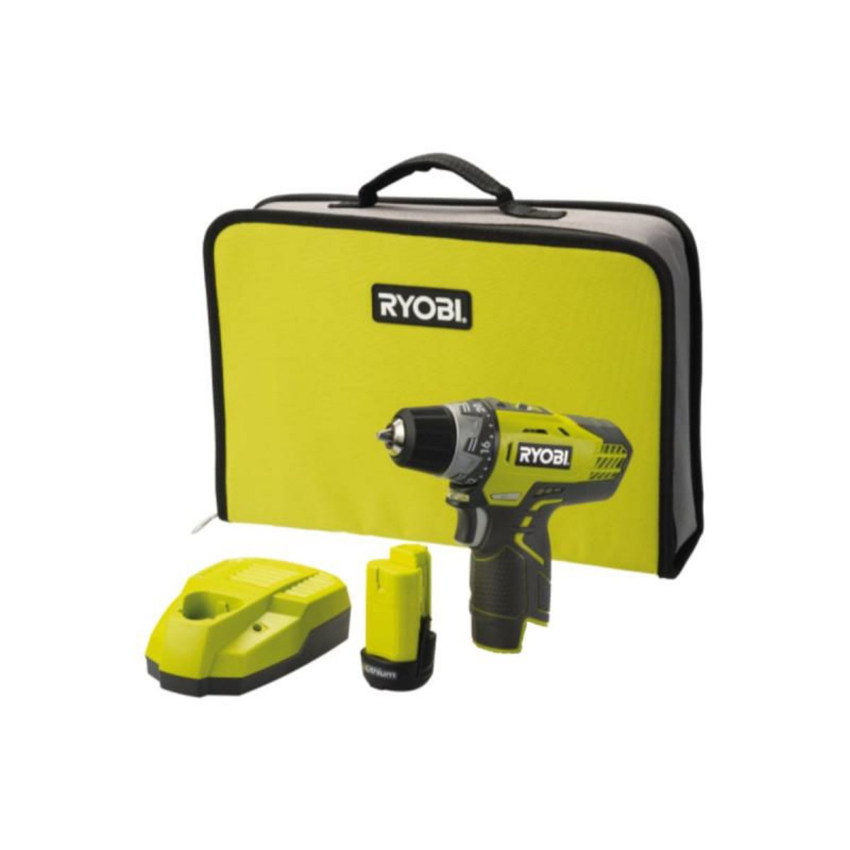 Ryobi Perceuse-visseuse compacte RYOBI 12V Lithium-ion -1 batterie 1.3 Ah - 1 chargeur - RCD12011L
