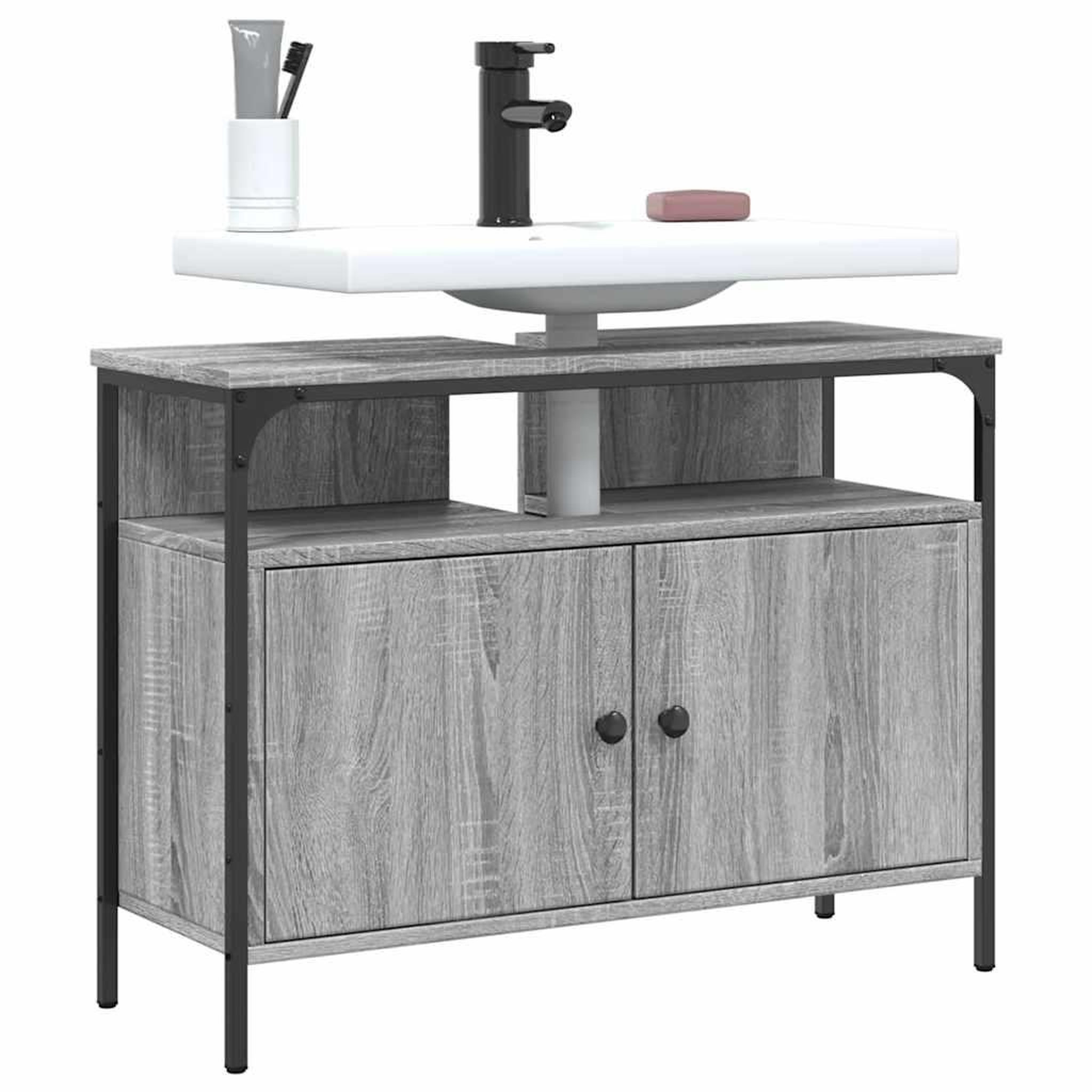 VIDAXL Armoire lavabo de salle de bain sonoma gris 80x30x60 cm