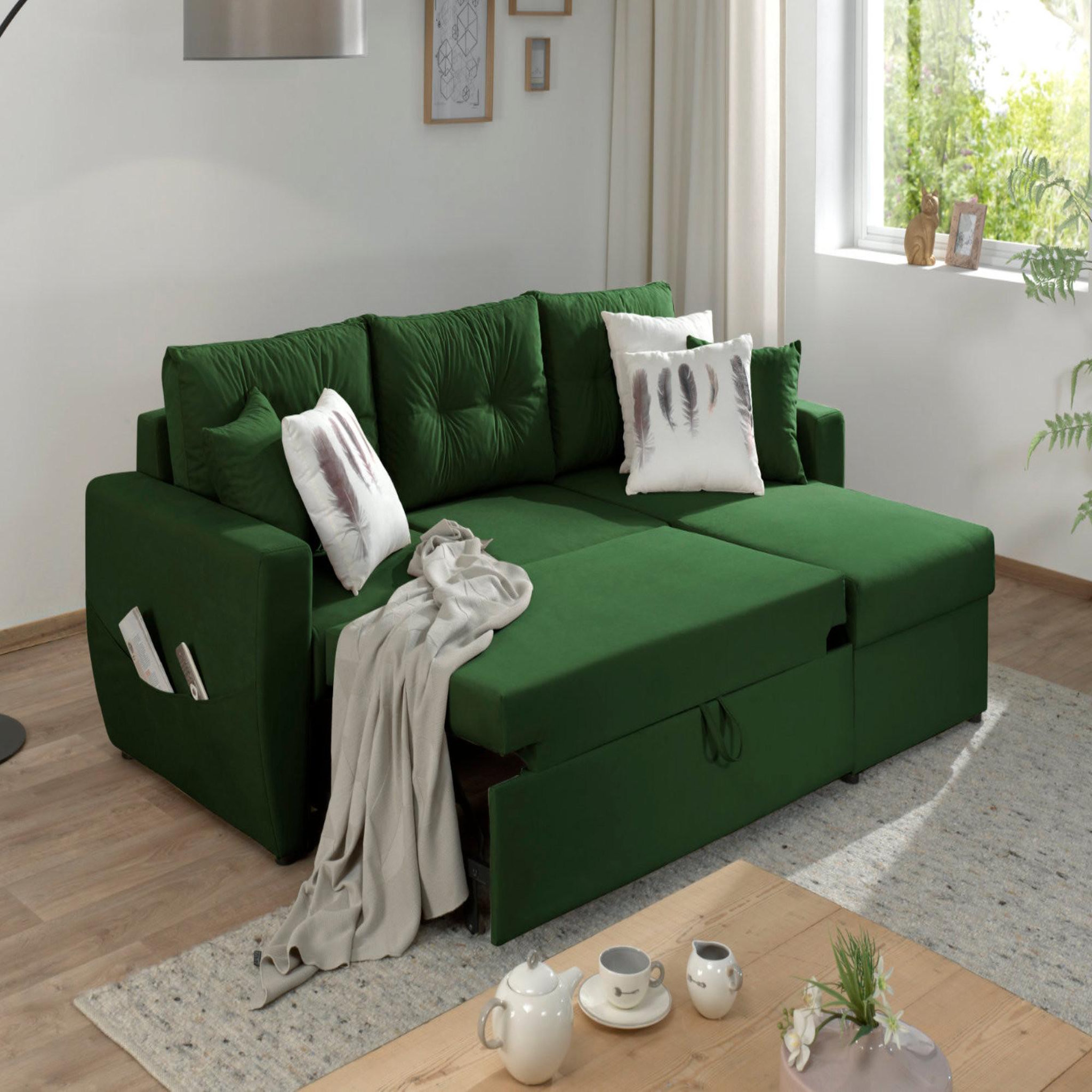 Voir la diapositive 3 : BEST MOBILIER Astoria - canapé d'angle réversible - convertible avec coffre - style contemporain- 4 places