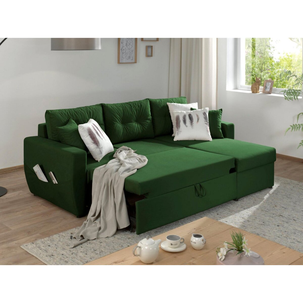 BEST MOBILIER Astoria - canapé d'angle réversible - convertible avec coffre - style contemporain- 4 places