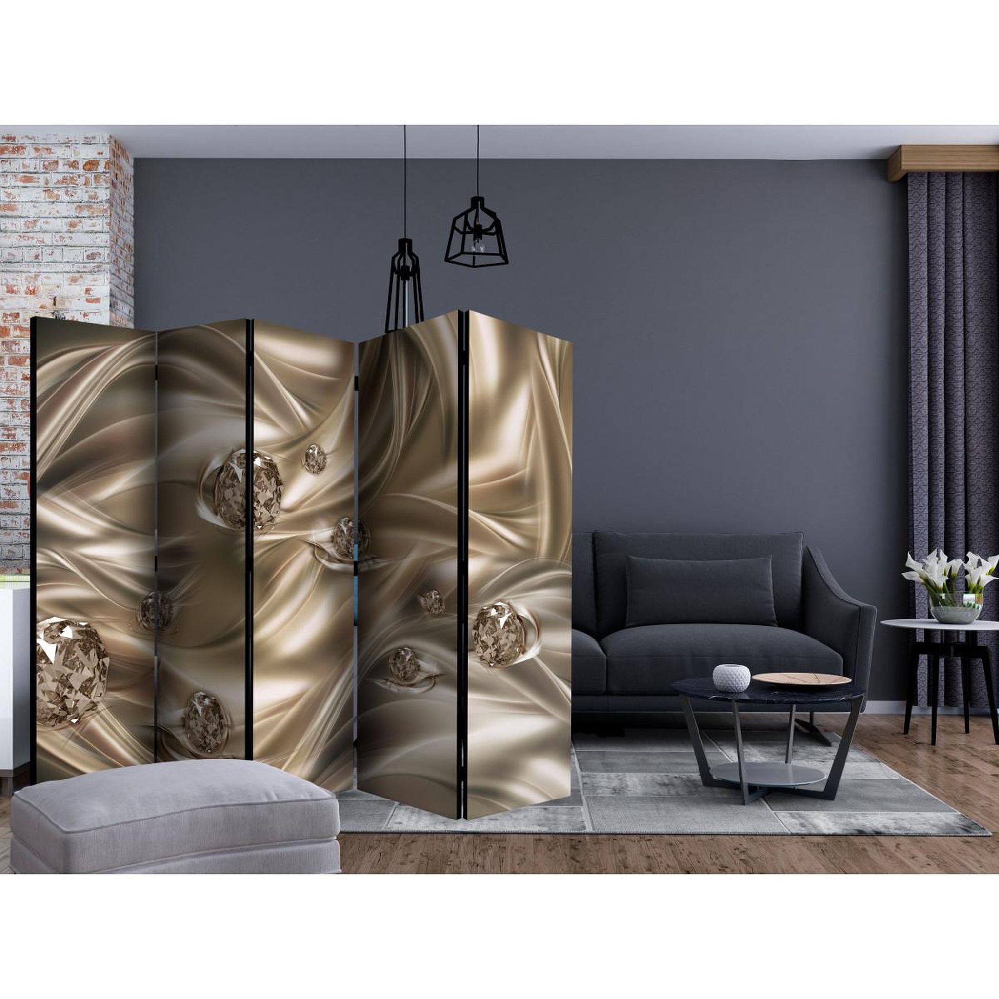 Voir la diapositive 2 : Paris Prix Paravent 5 volets  velvet kiss  172x225cm