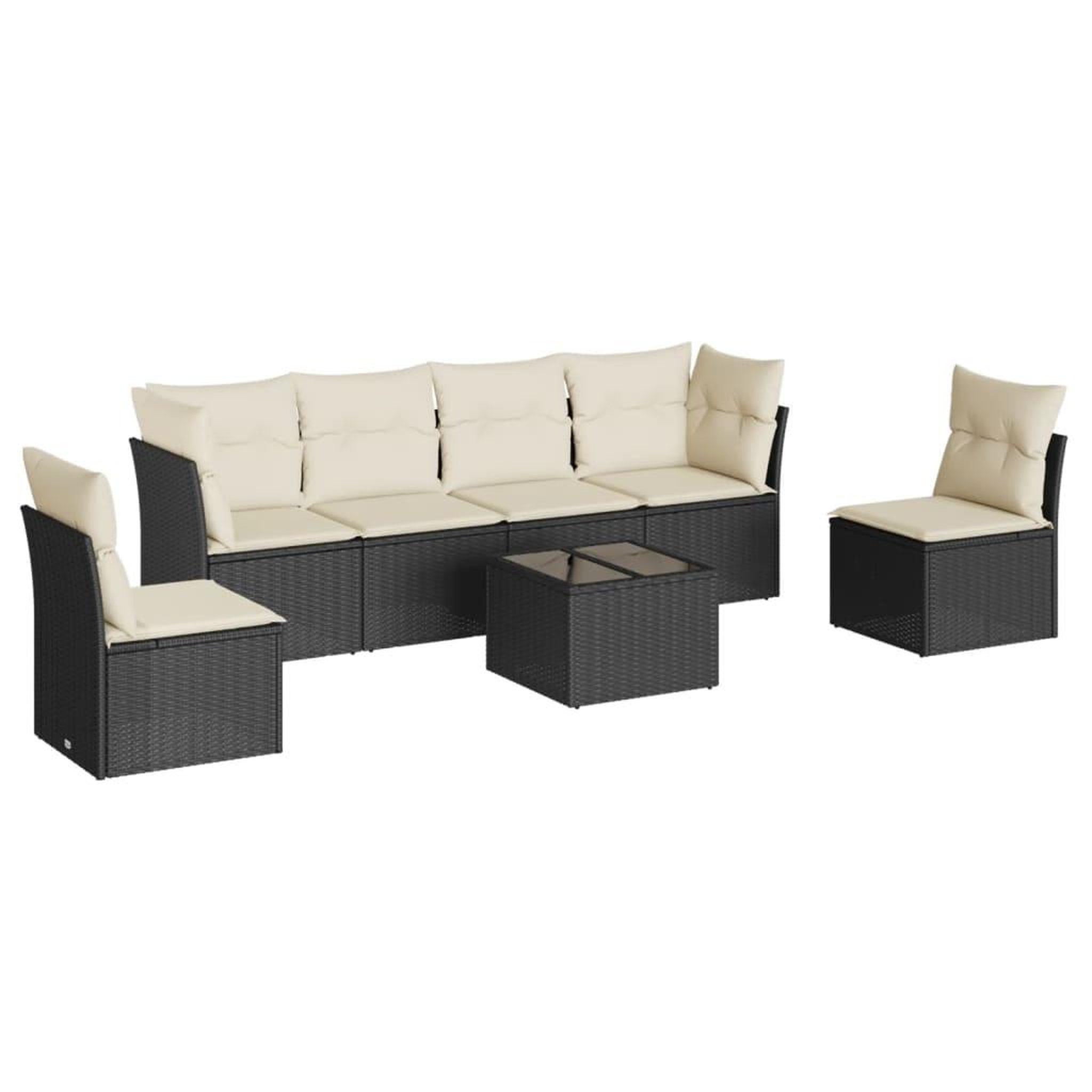 Voir la diapositive 2 : VIDAXL Salon de jardin 7 pcs avec coussins noir resine tressee