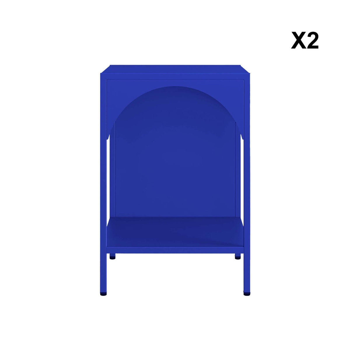 SWEEEK Lot de 2 tables de chevet. tables d'appoint en acier style industriel. bleu. L 35 x l 35 x H 52cm