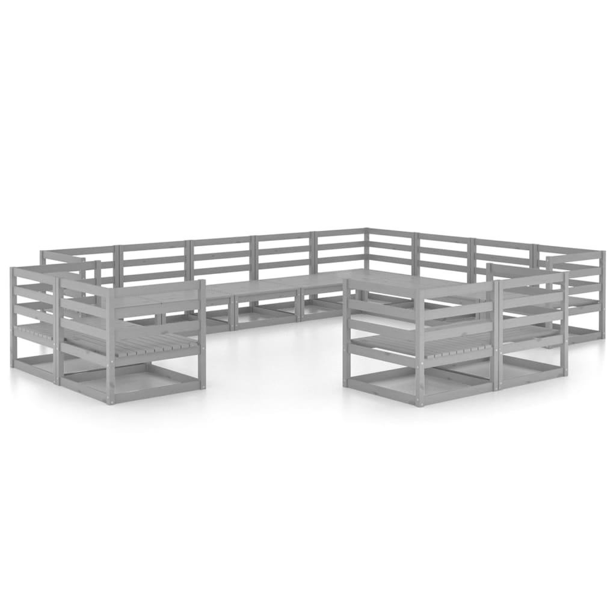 Voir la diapositive 2 : VIDAXL Salon de jardin 12 pcs gris bois de pin massif