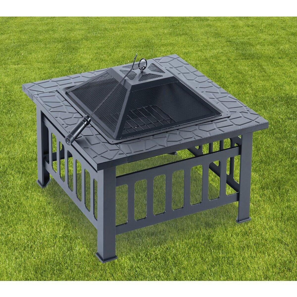 Habitat et Jardin Brasero barbecue 3 en 1 avec couvercle anti braise  Flaméo  - Noir