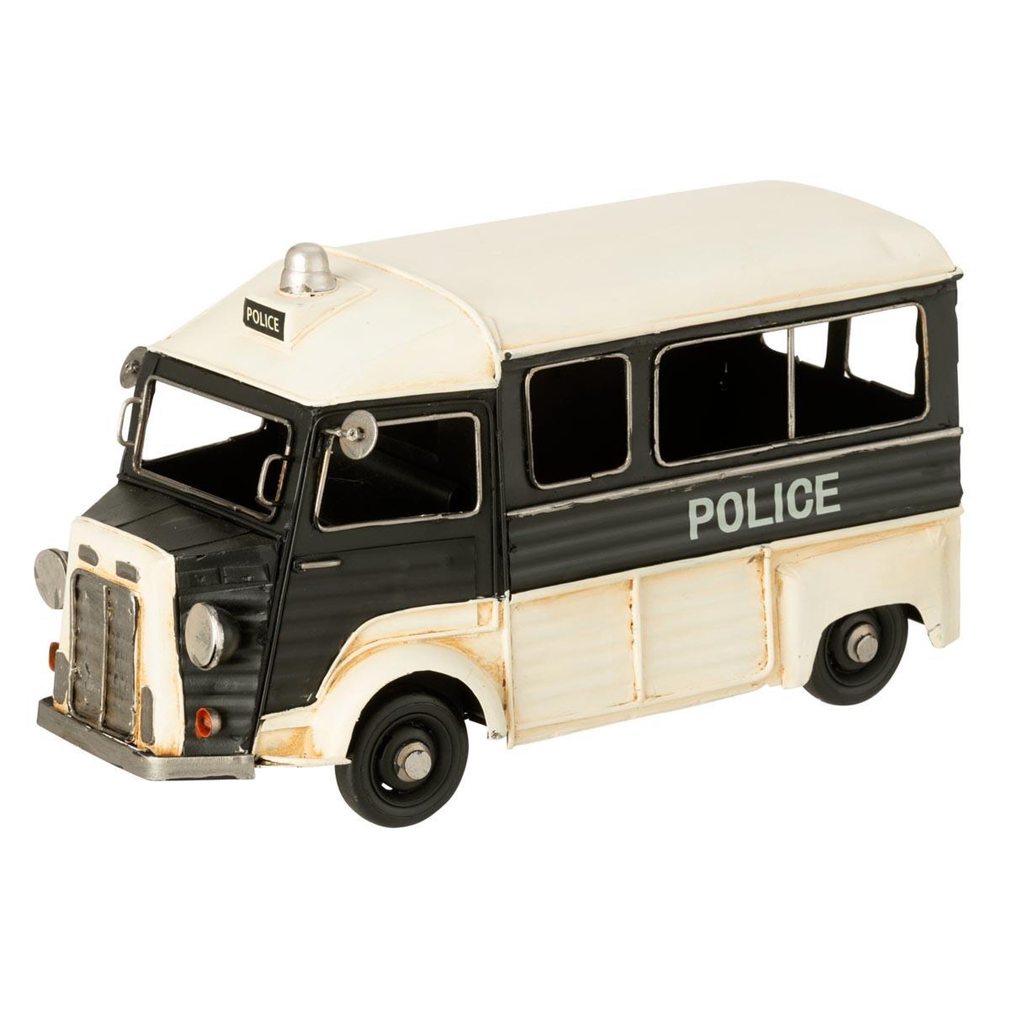 J-LINE Bus de police déco en métal  antique  28cm noir