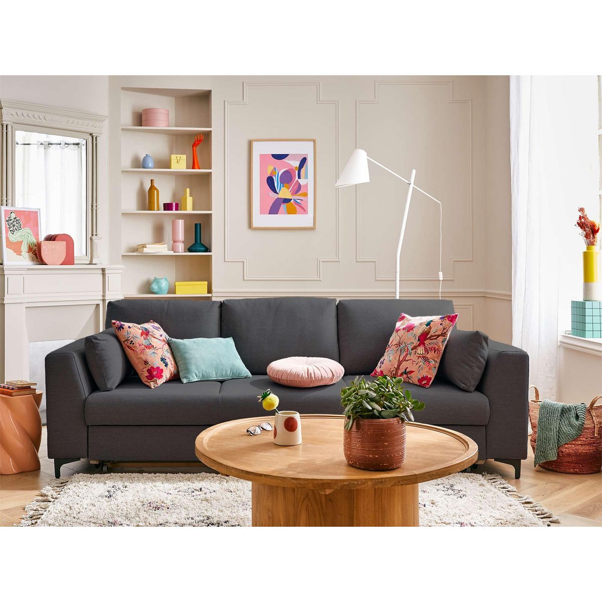 LISA DESIGN Tala - canapé 3 places - convertible - en tissu