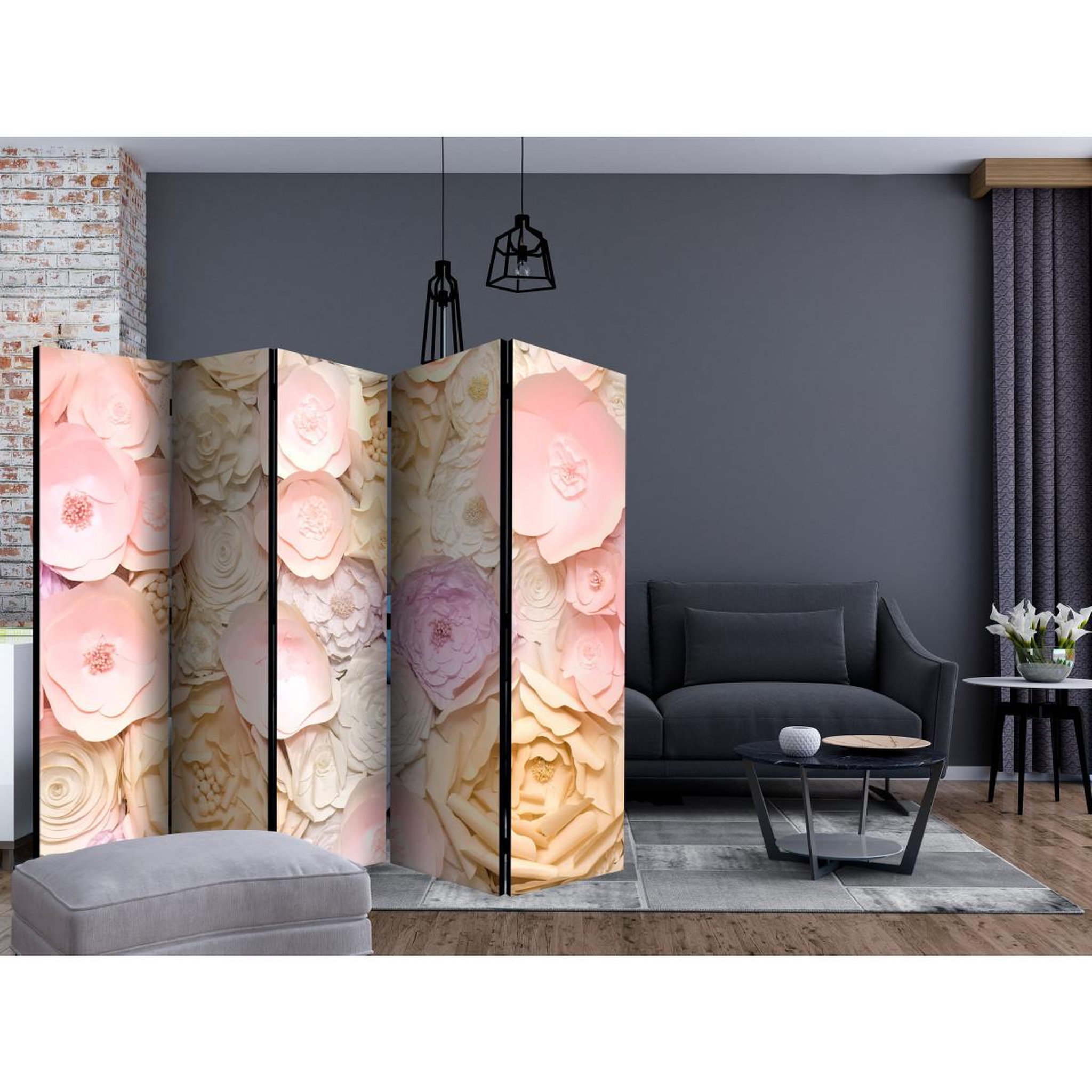 Voir la diapositive 2 : Paris Prix Paravent 5 volets  flower bouquet  172x225cm