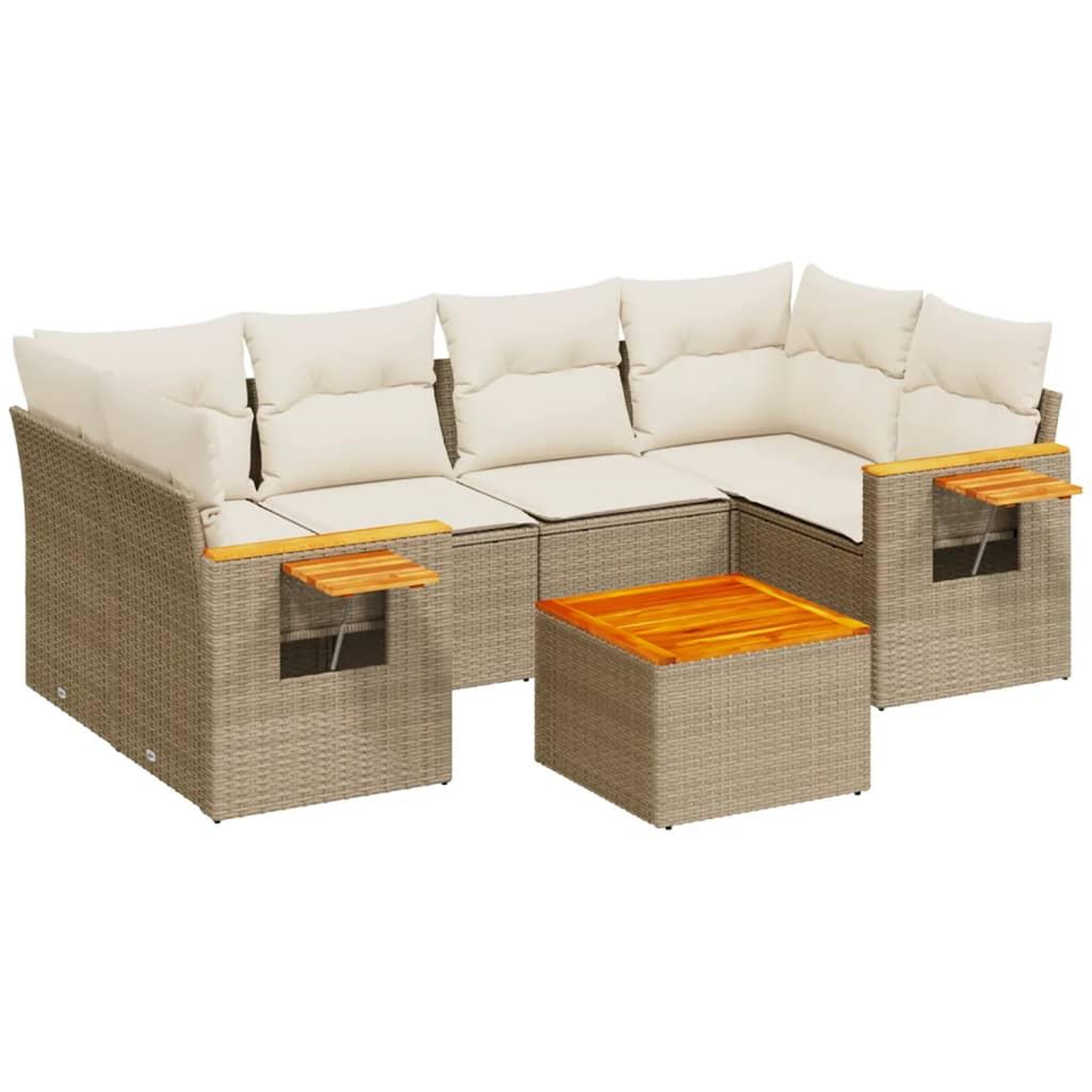 Voir la diapositive 2 : VIDAXL Salon de jardin avec coussins 7 pcs beige resine tressee
