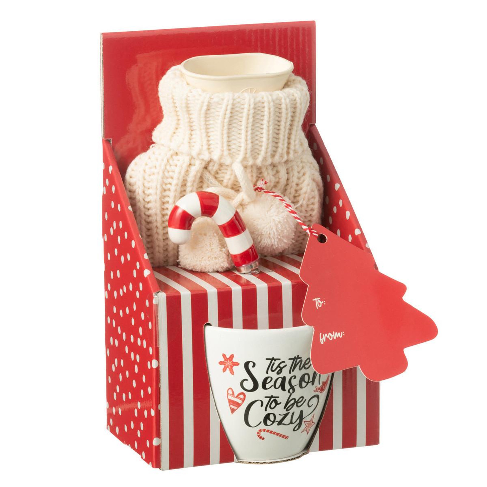 J-LINE Tasse avec cuillère & bouillotte  cozy  21cm multicolore