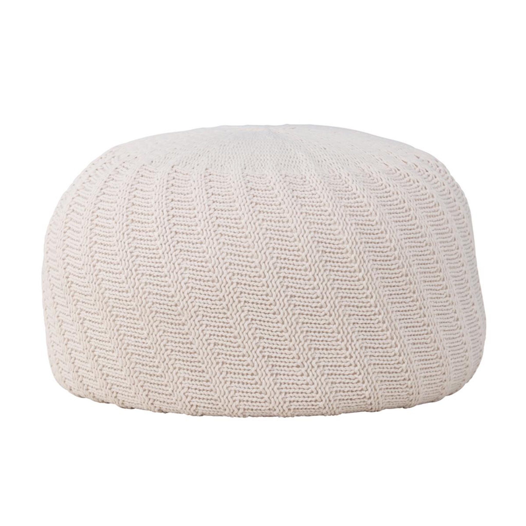Paris Prix Pouf rond design  ted  45cm blanc cassé