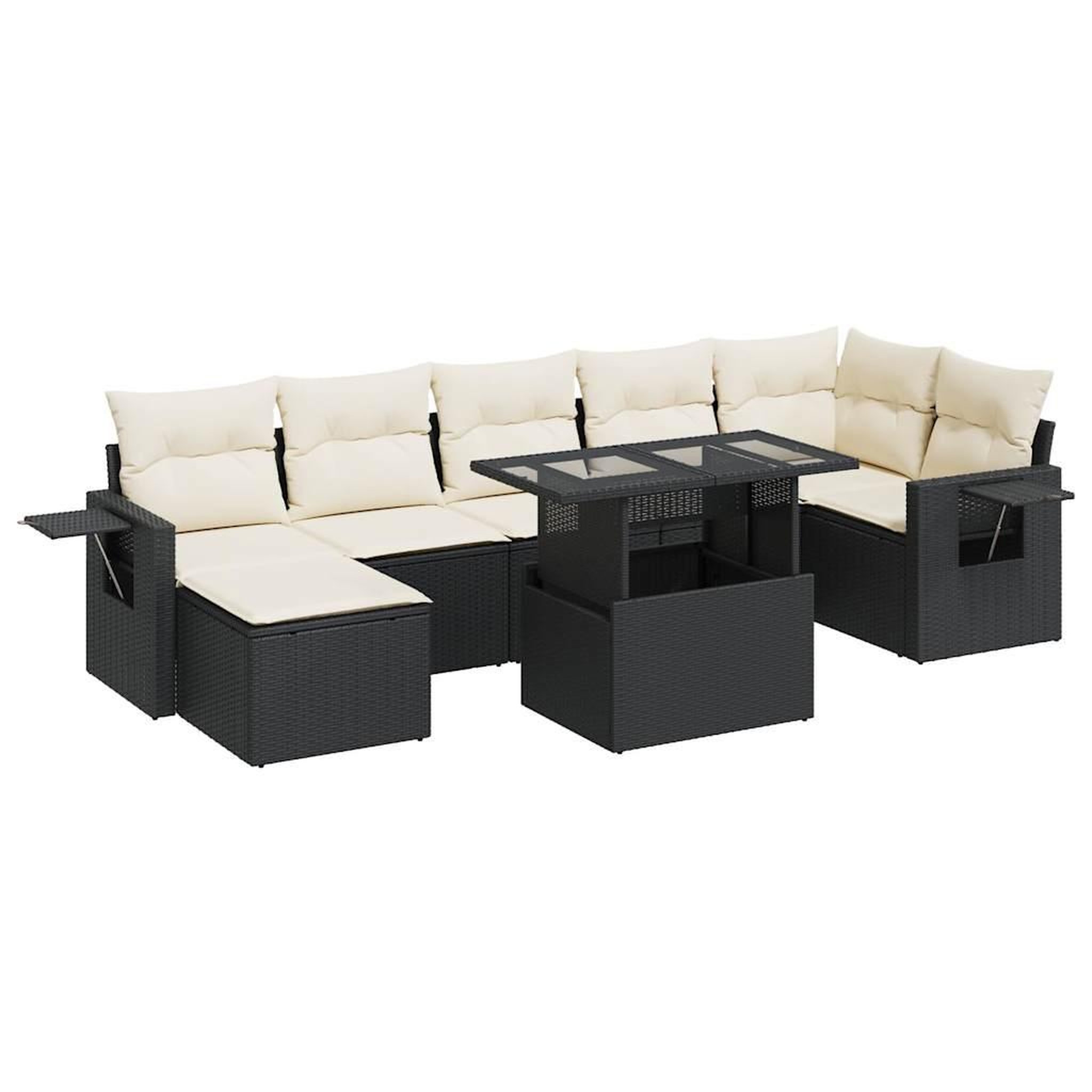 Voir la diapositive 2 : VIDAXL Salon de jardin 8 pcs avec coussins noir resine tressee